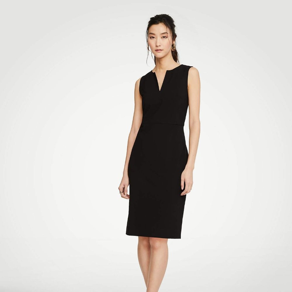 ANN TAYLOR Split-Neck Sheath Dress Stretch